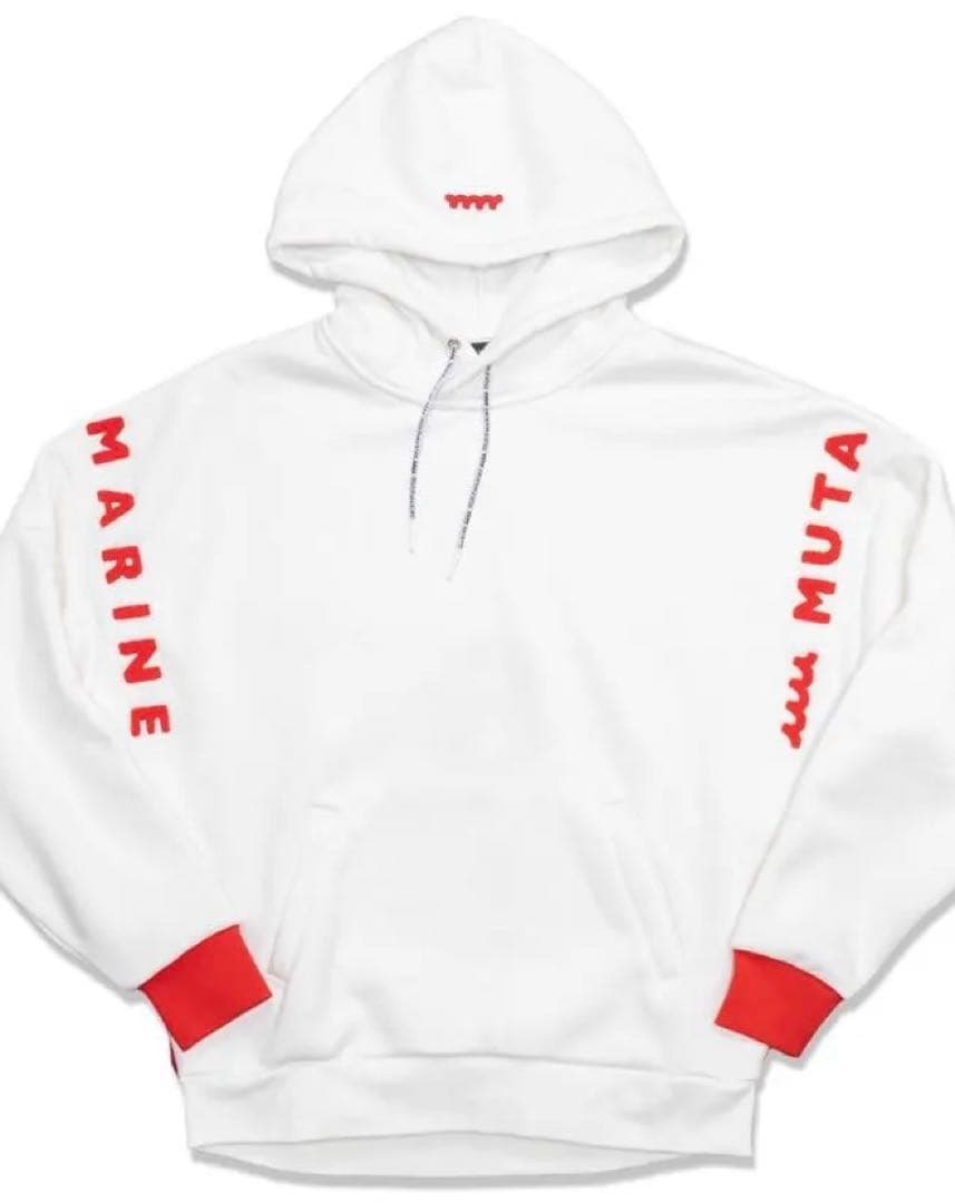 ホワイト フード付きスウェット MARINE MUTA 8
