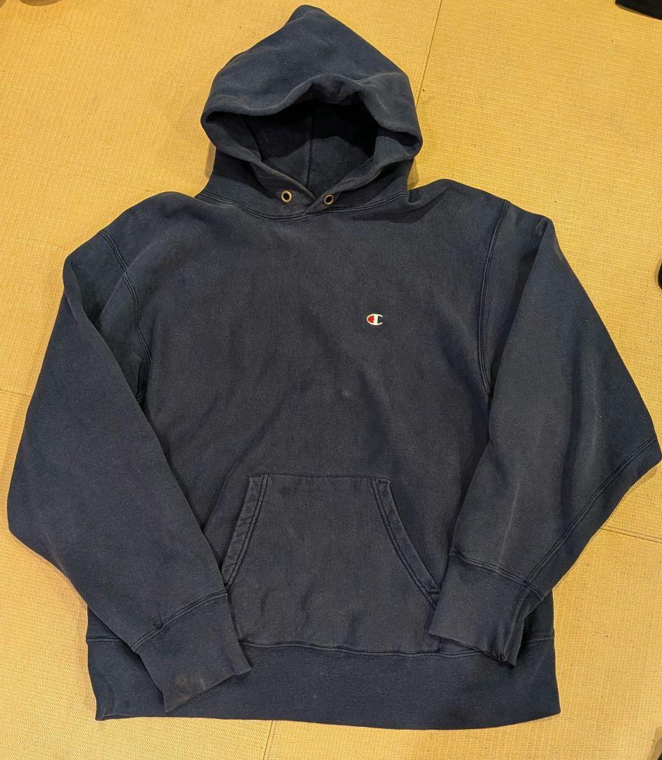 古着Championスウェットパーカー(トリコタグ)X-Large ネイビー
