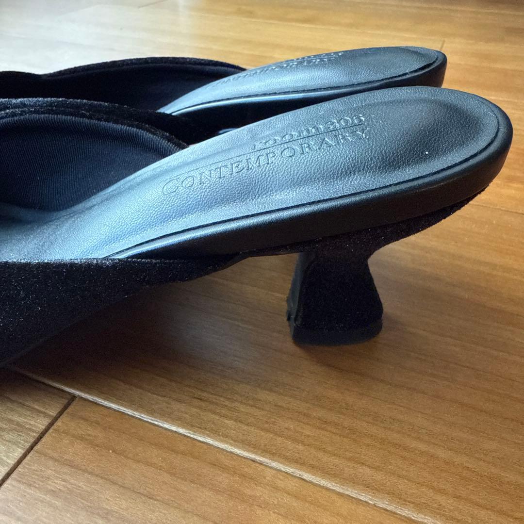 Velour Pointed Mule ミュール　パンプス