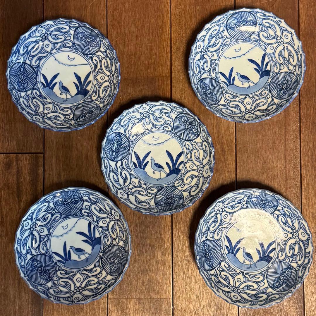 古伊万里　染付　太明年製　円皿　5枚セット