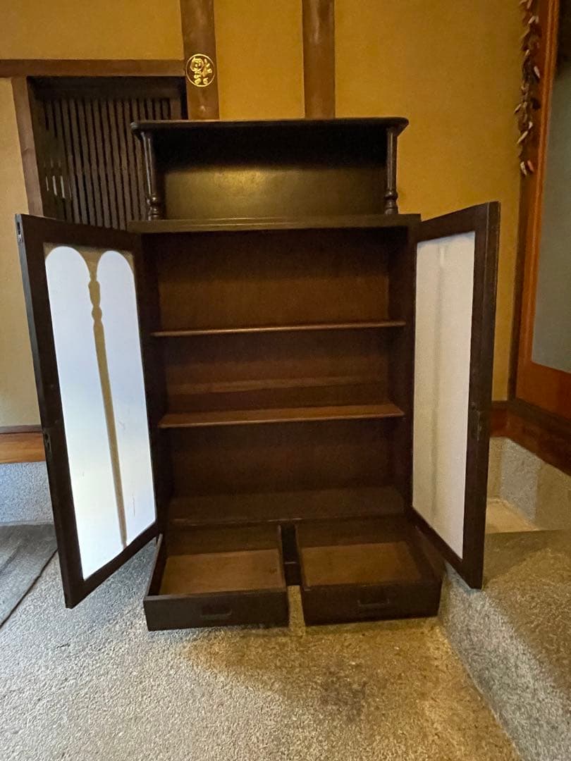 本棚　食器棚　本収納　昭和レトロ　アンティーク　ビンテージ　古民家　古民具