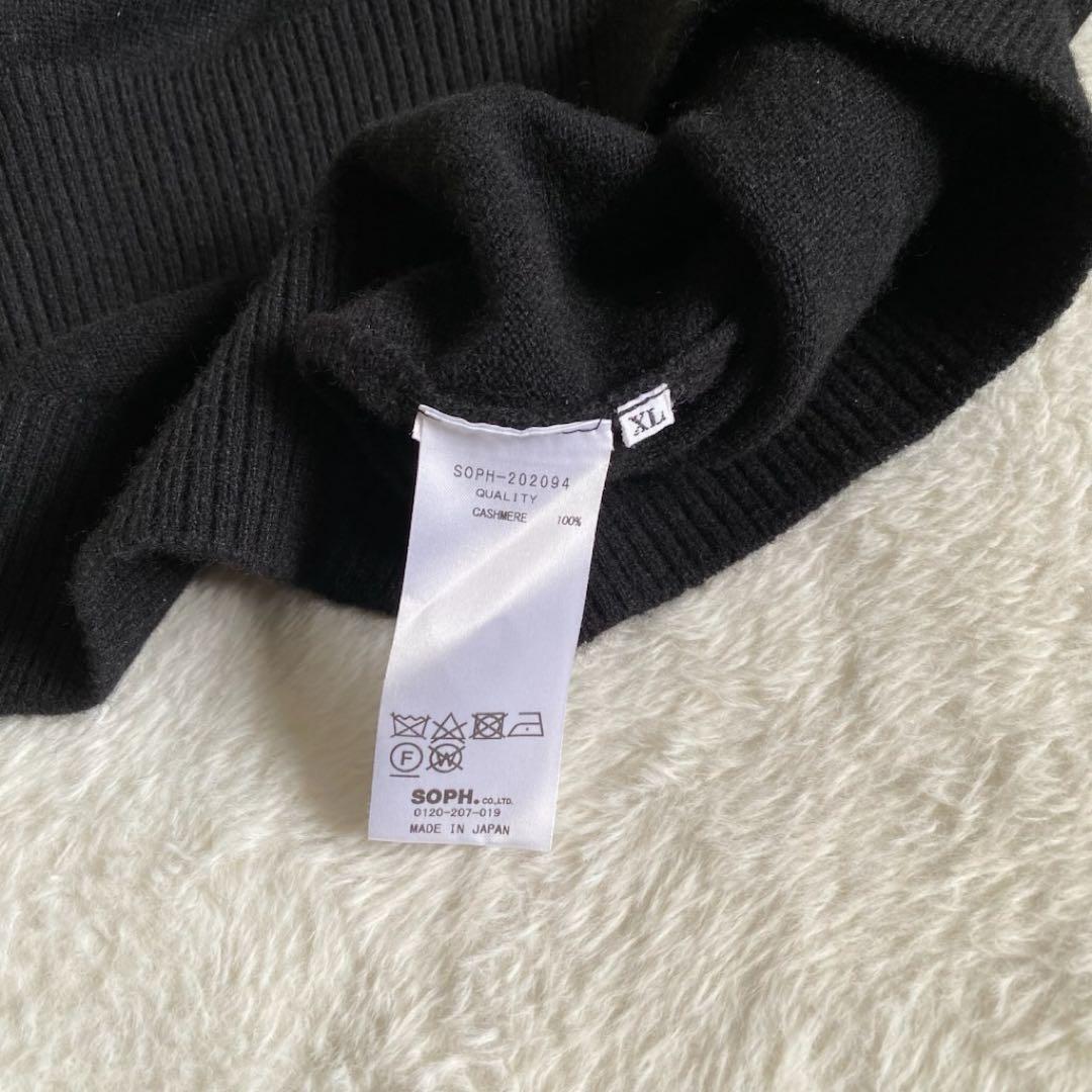 ソフネット　カシミヤ100% ニット　スコーピオンロゴ刺繍　ブラック　XL