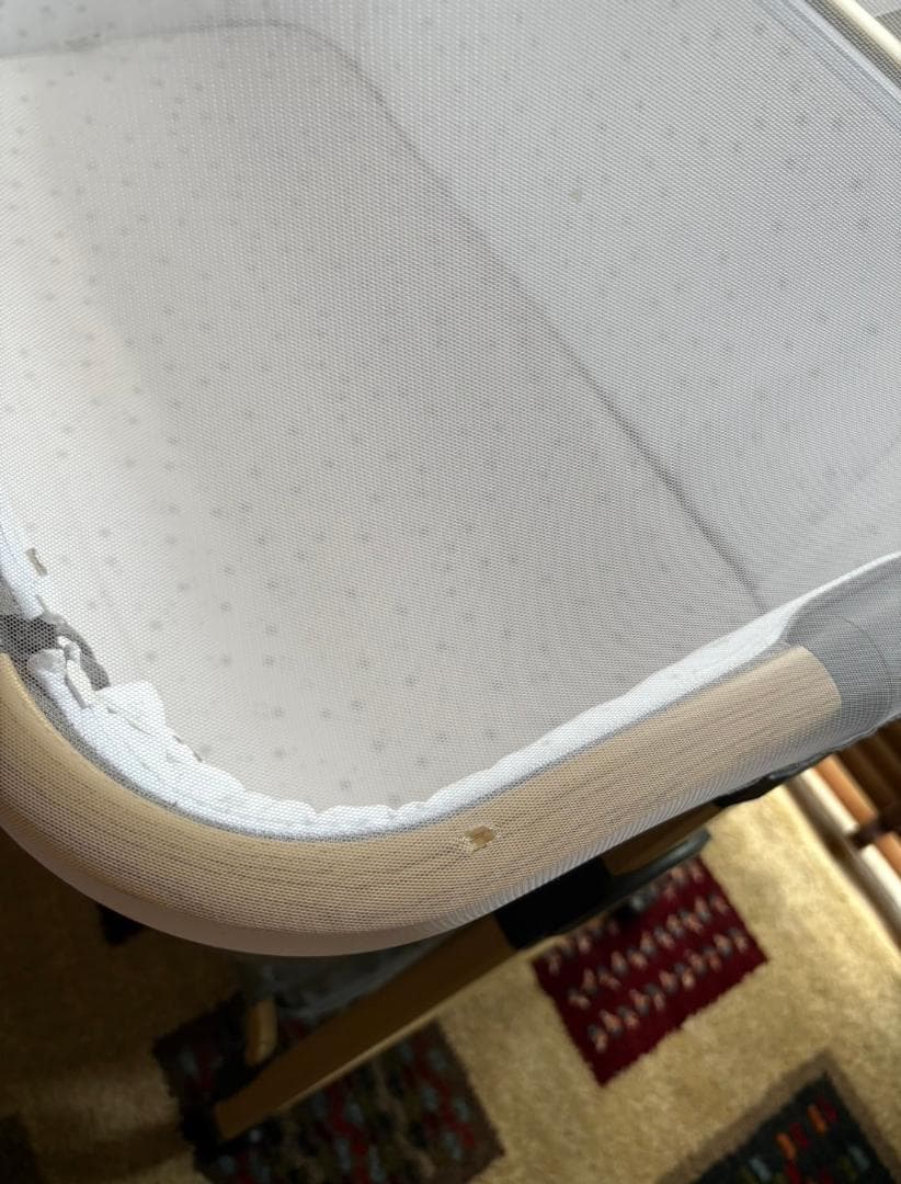 HZDMJ ベビーベッド　収納かご蚊帳マット付　キャスターらくらく移動　揺りかご