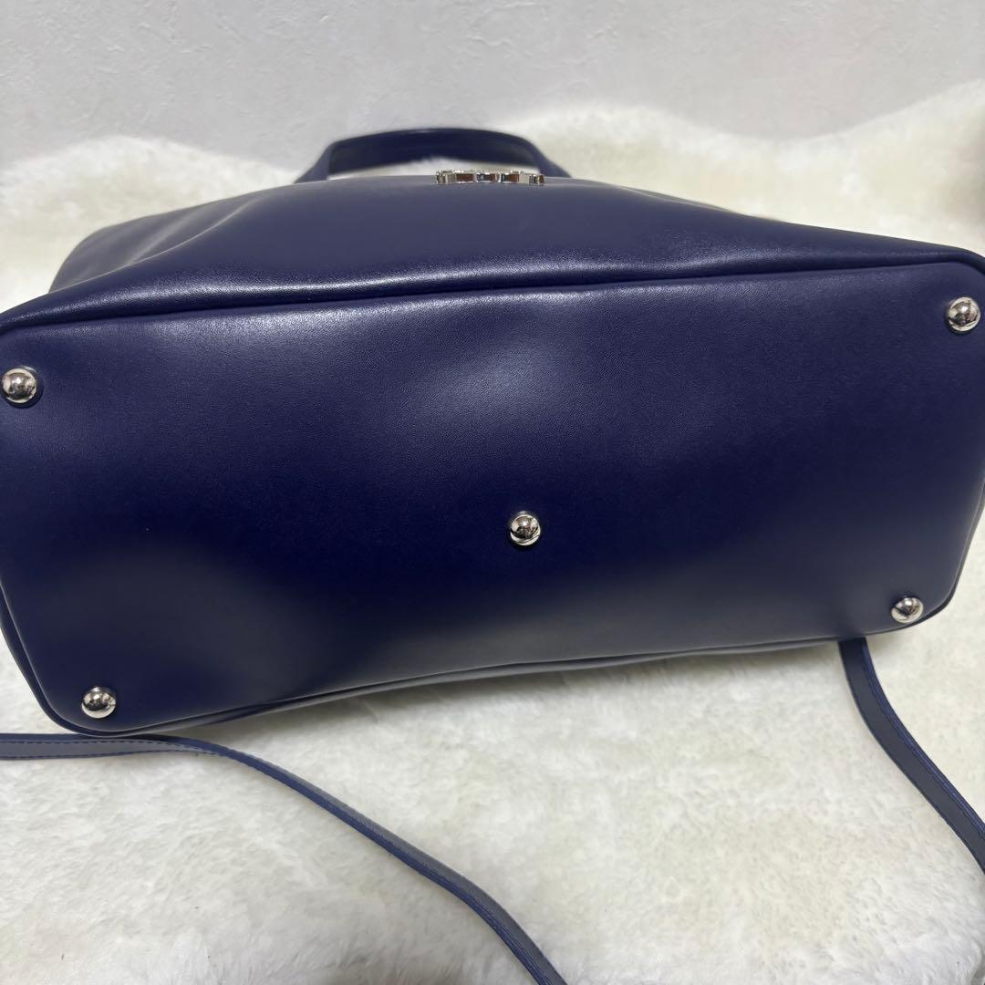 【極希少】ロンシャン オノレ2wayレザー ショルダーバッグ ハンド ネイビー