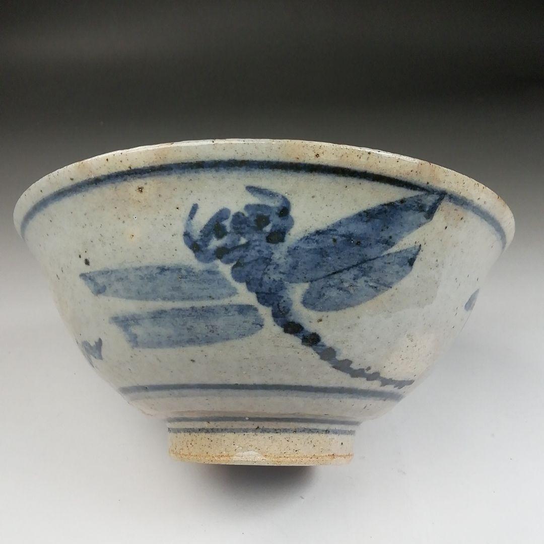 Ｔ４０２　茶碗　『安南写　蜻蛉図』『平茶碗』『浅見与し三 造』　共箱　茶道具