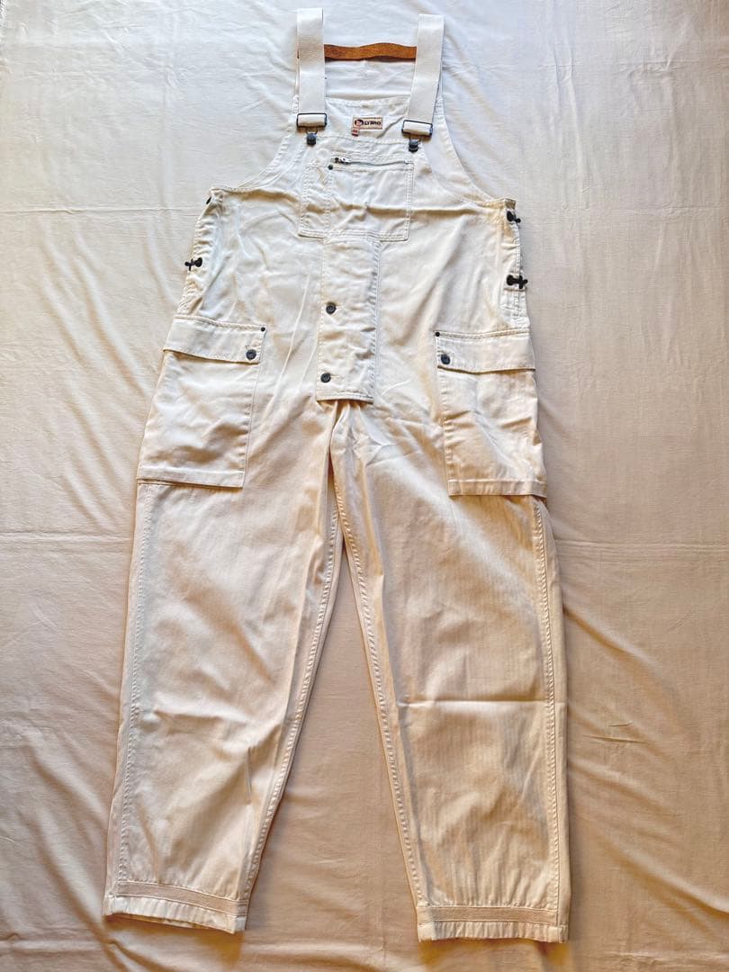 Nigel Cabourn LYBROオーバーオール ヘリンボーン　52 白