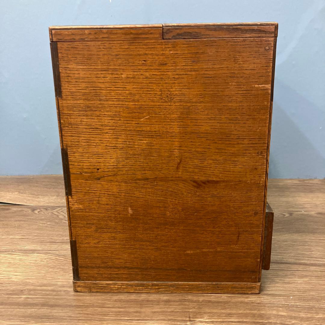 E-3 希少 昭和レトロ 木製 小引き出し 裁縫箱 ソーイングボックス 杢目