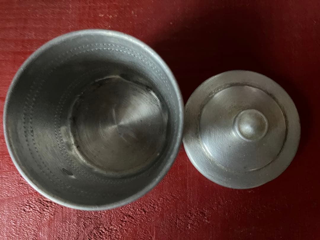 1930年代アルミキャニスター6缶セット　真鍮ラベル　フランスビンテージ