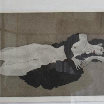 銅版画　横になる裸婦