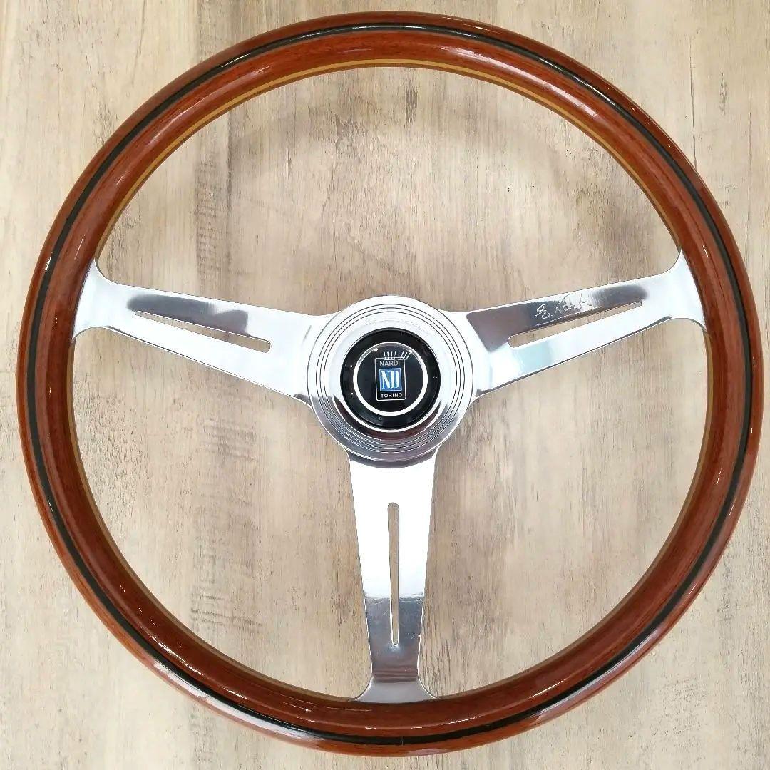 【美品】【NARDI】ナルディウッド&ポリッシュスポーク/【当時物】37Φ