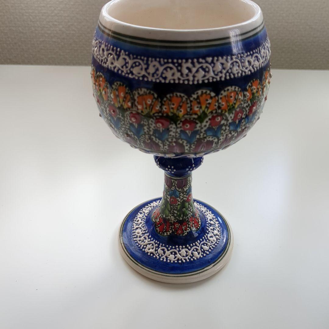 トルコ【カッパドキア】　陶器デキャンタとワイングラスセット