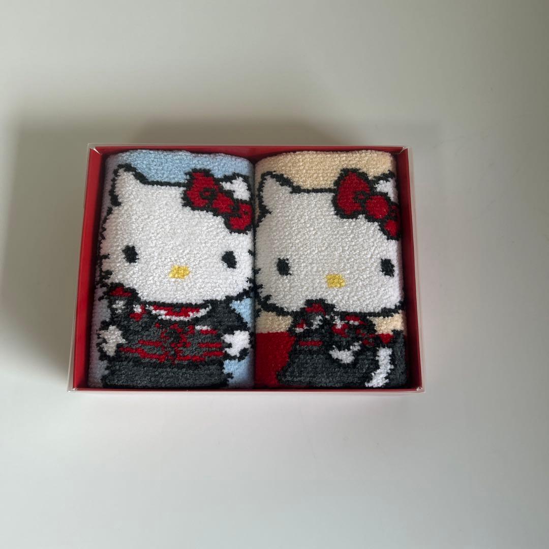 JAL×フェイラー×ハローキティ　コラボタオルハンカチ 2枚セット　キティちゃん