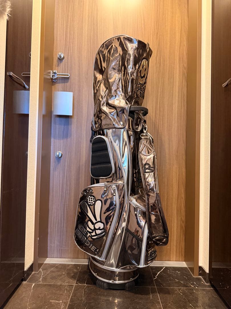 ひ*り様 GET BIRDIE シルバーゴルフバッグ