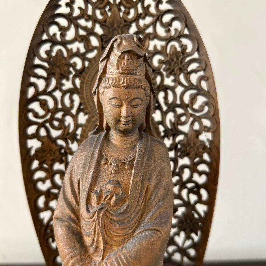 【骨董品】観世音菩薩立像　勢至菩薩立像　2体セット　木彫り　仏像