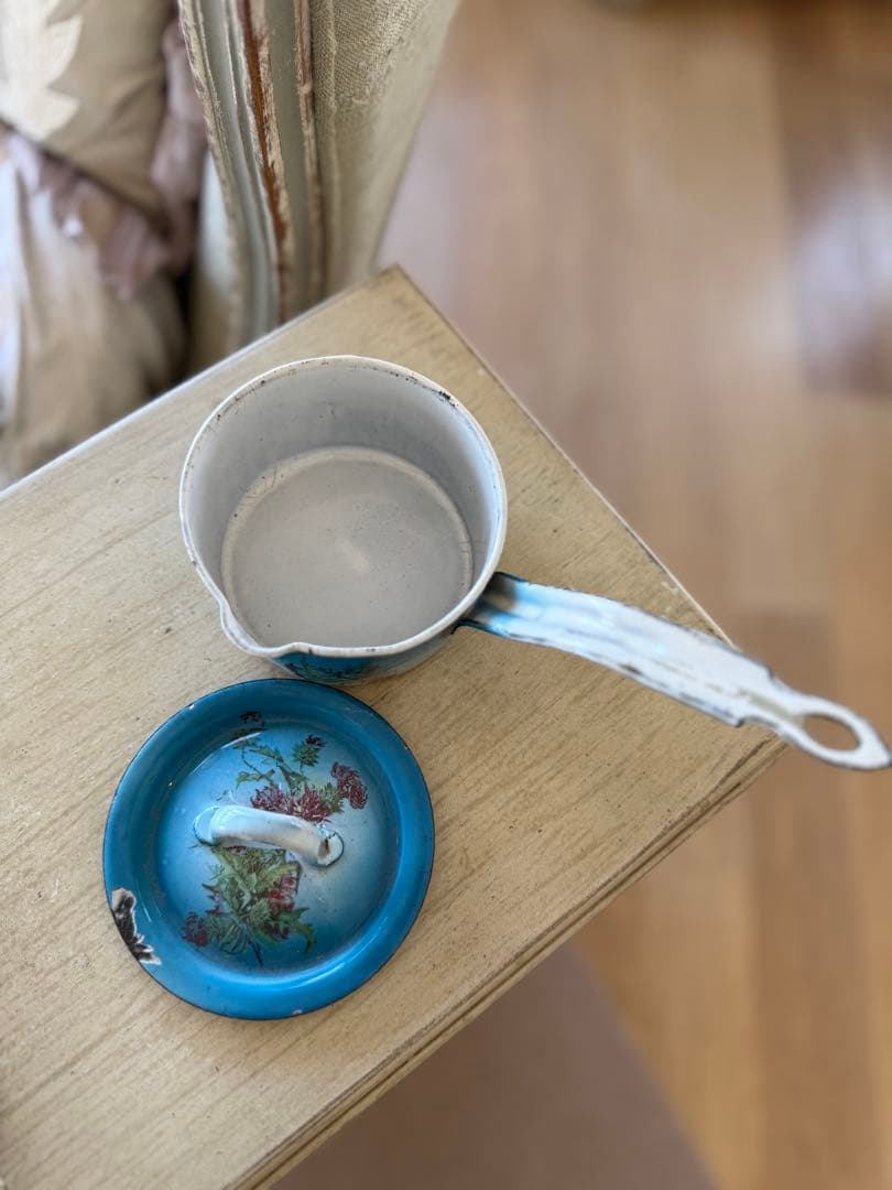 フランスアンティークホーローJapy社ウェディングセット スキマーパエリア片手鍋