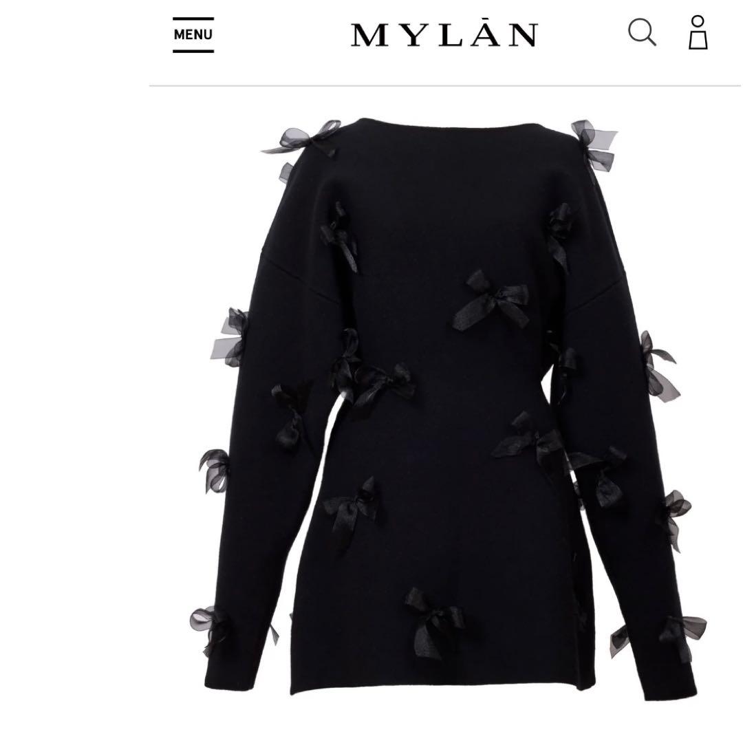 定価約13万円 一瞬で売り切れた MYLAN カシミヤ混ニットドレス リボン付