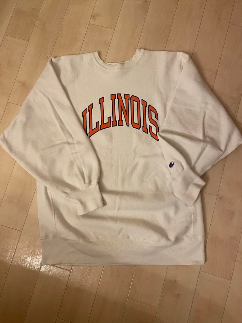 レア 白チャンピオンヴィンテージスエット染み込み一段　リバースウィーブ　XXL