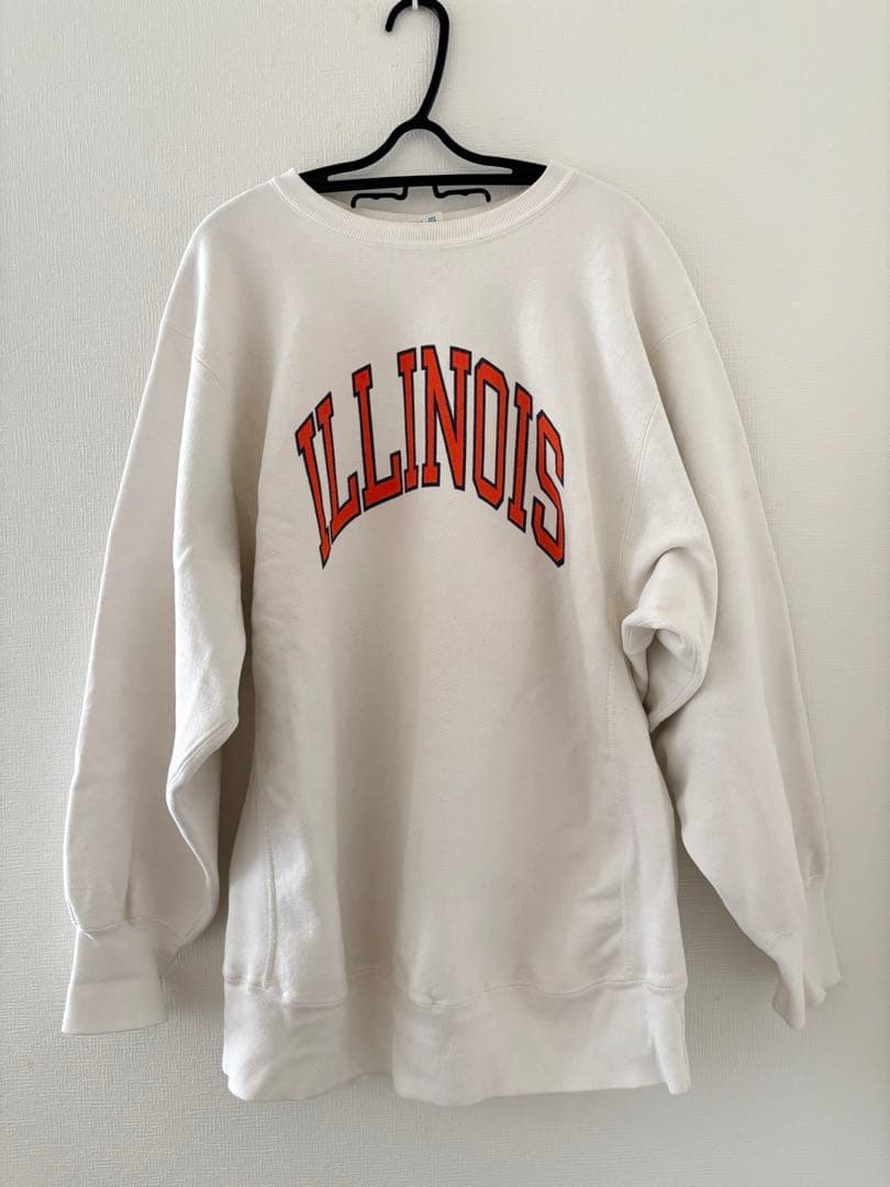 レア 白チャンピオンヴィンテージスエット染み込み一段　リバースウィーブ　XXL