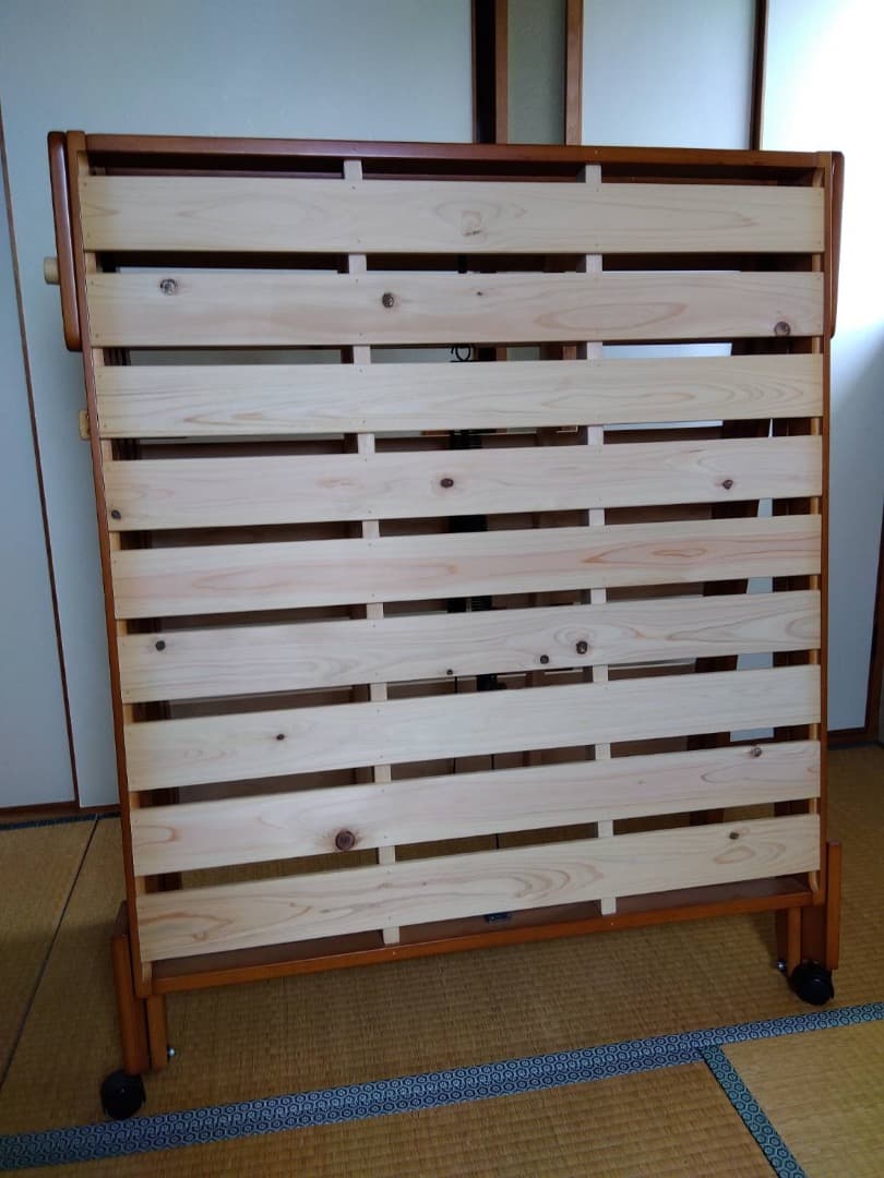 中居木工　折りたたみすのこベッド　シングル　ロータイプ　ブラウン