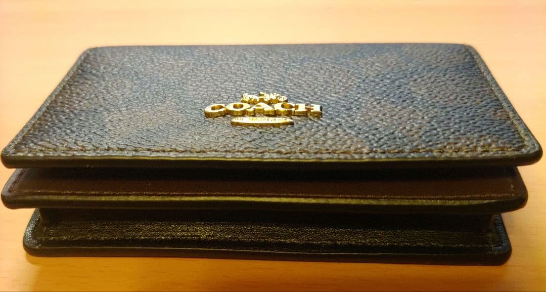 新品未使用 COACH シグネチャー ブラウン×ブラック レザー 名刺入れ
