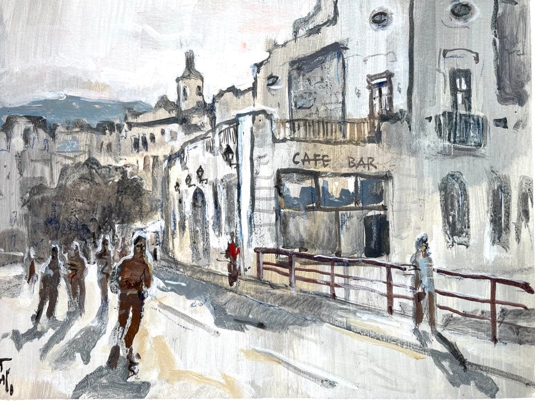 アクリル画 一点物 スペイン バルセロナ