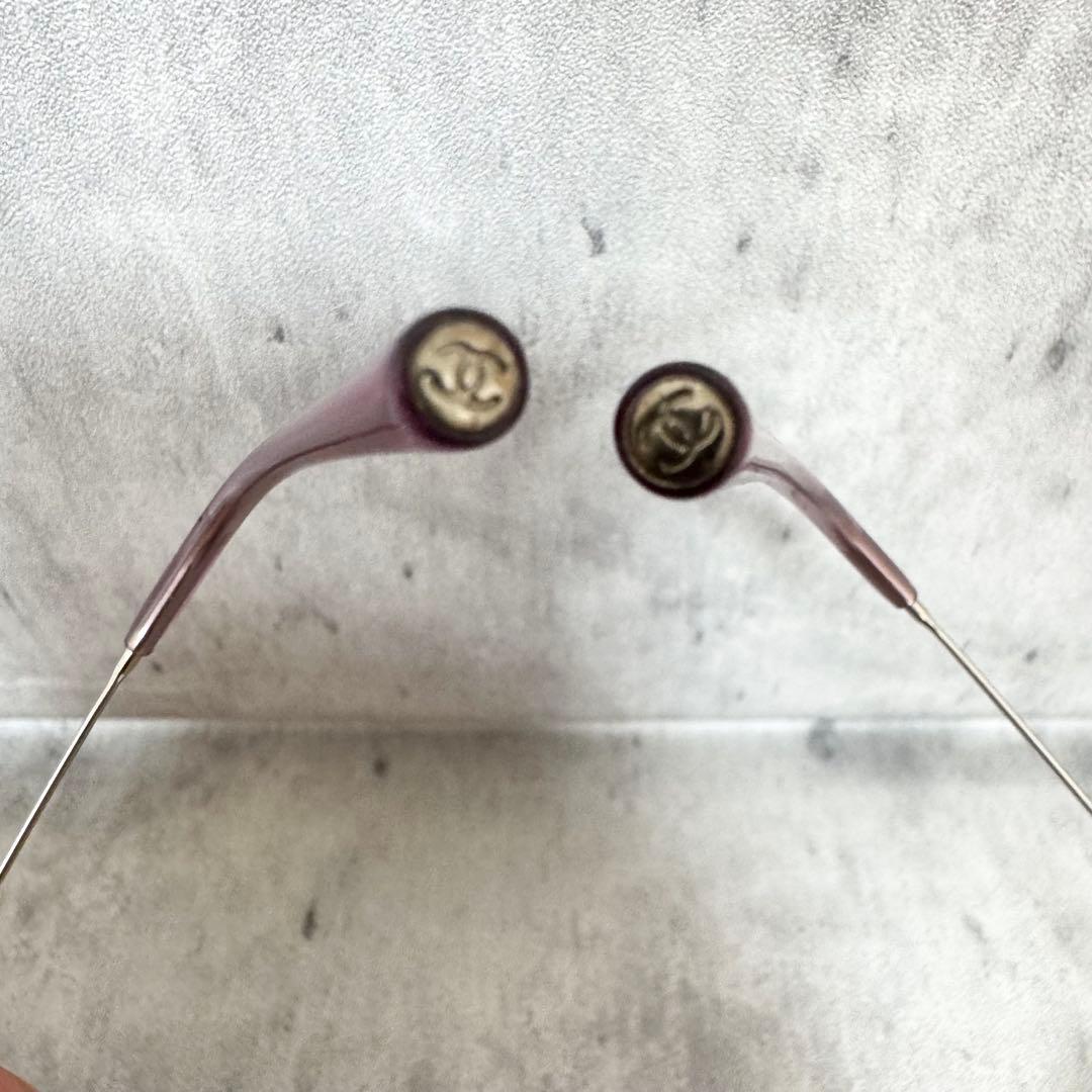 CHANEL シャネル サングラス リムレス ココマーク ラインストーン ピンク