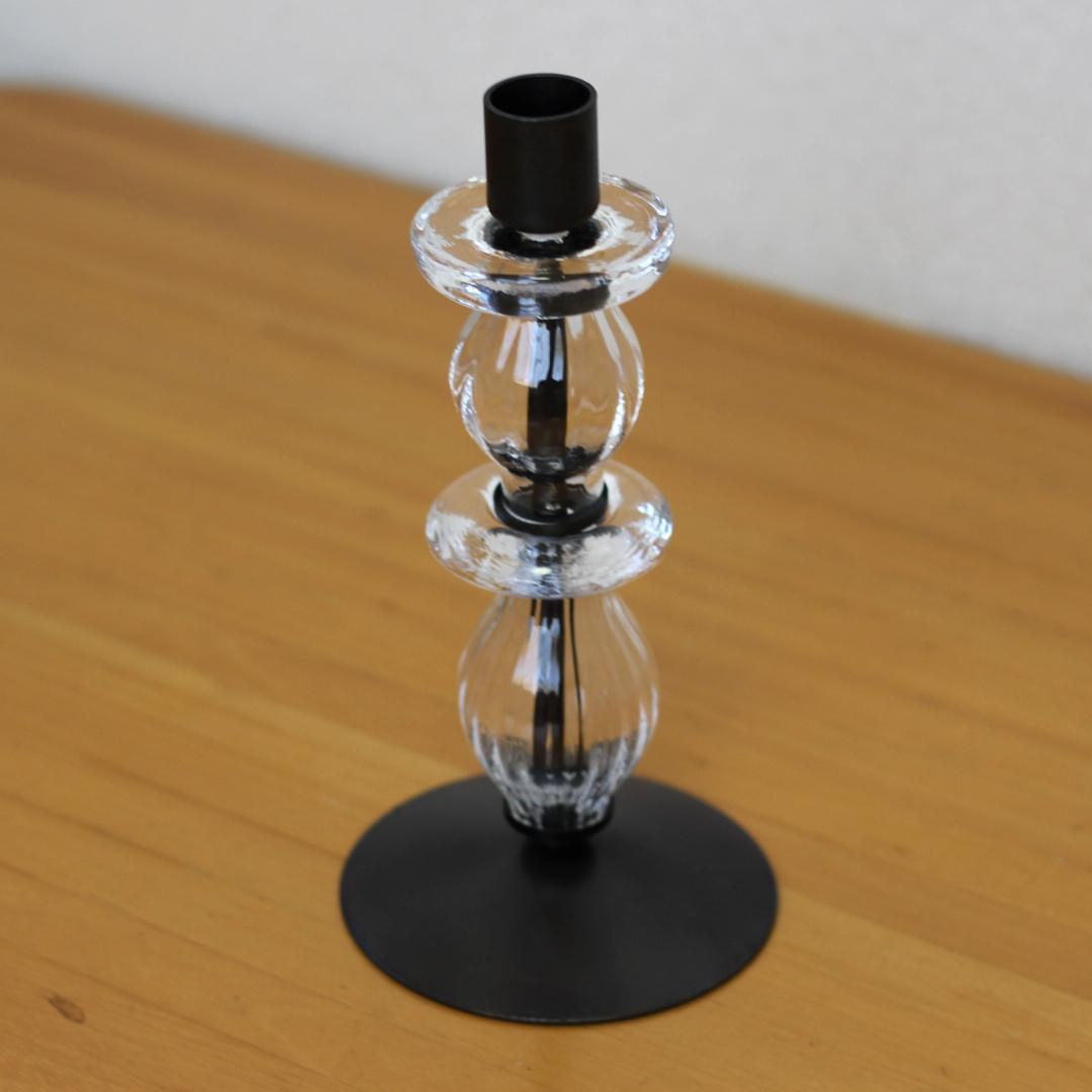 【美品・刻印】エリックホグラン　キャンドルスタンド オニオン型2段　クリア 01