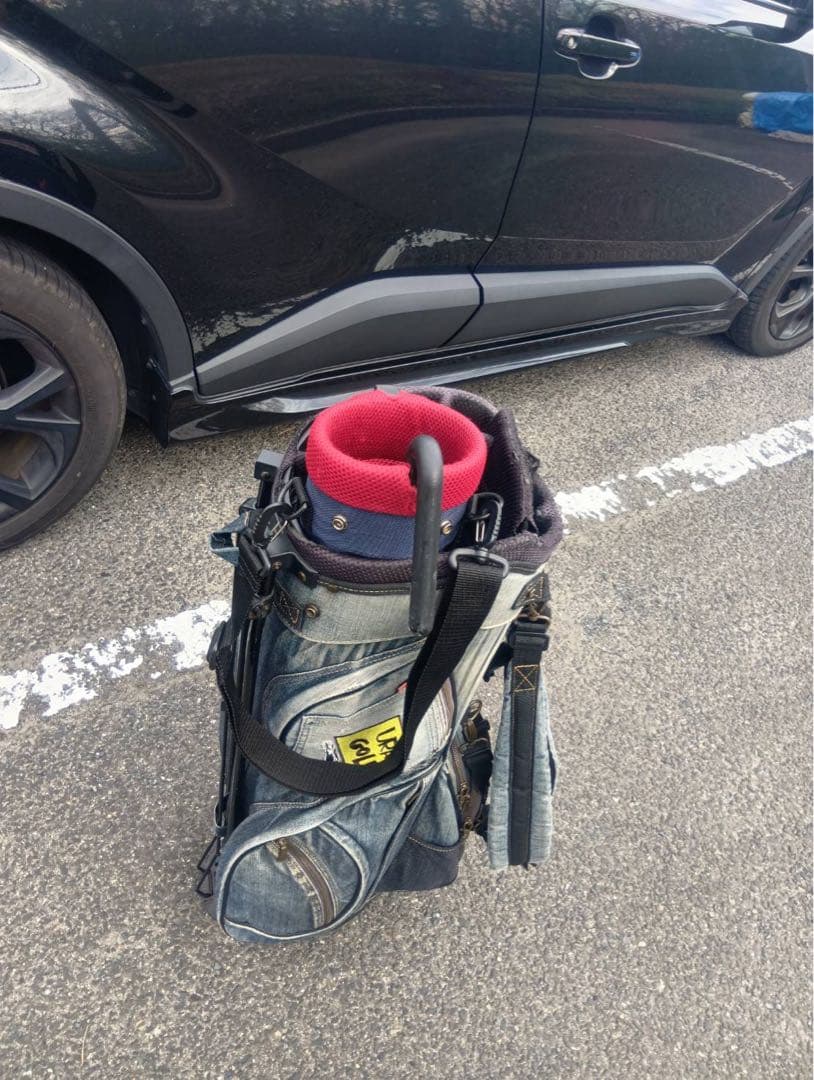 サブバッグ収納オリジナル加工品！URAゴルフ デニム キャディバッグ 8.5型