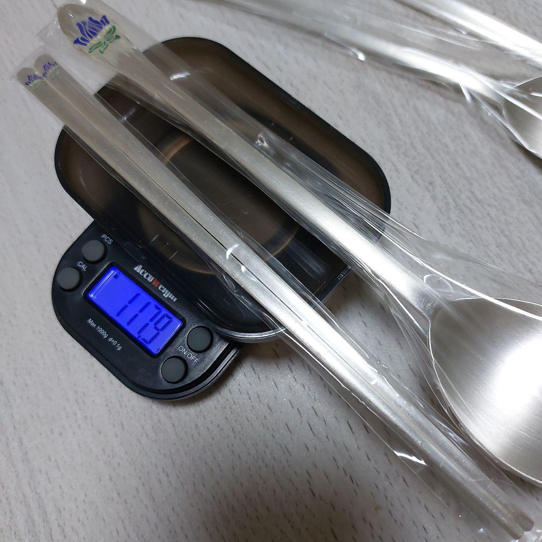 純銀製(刻印AG999)スプーン2本と箸2膳セット 純シルバー製　長寿　健康