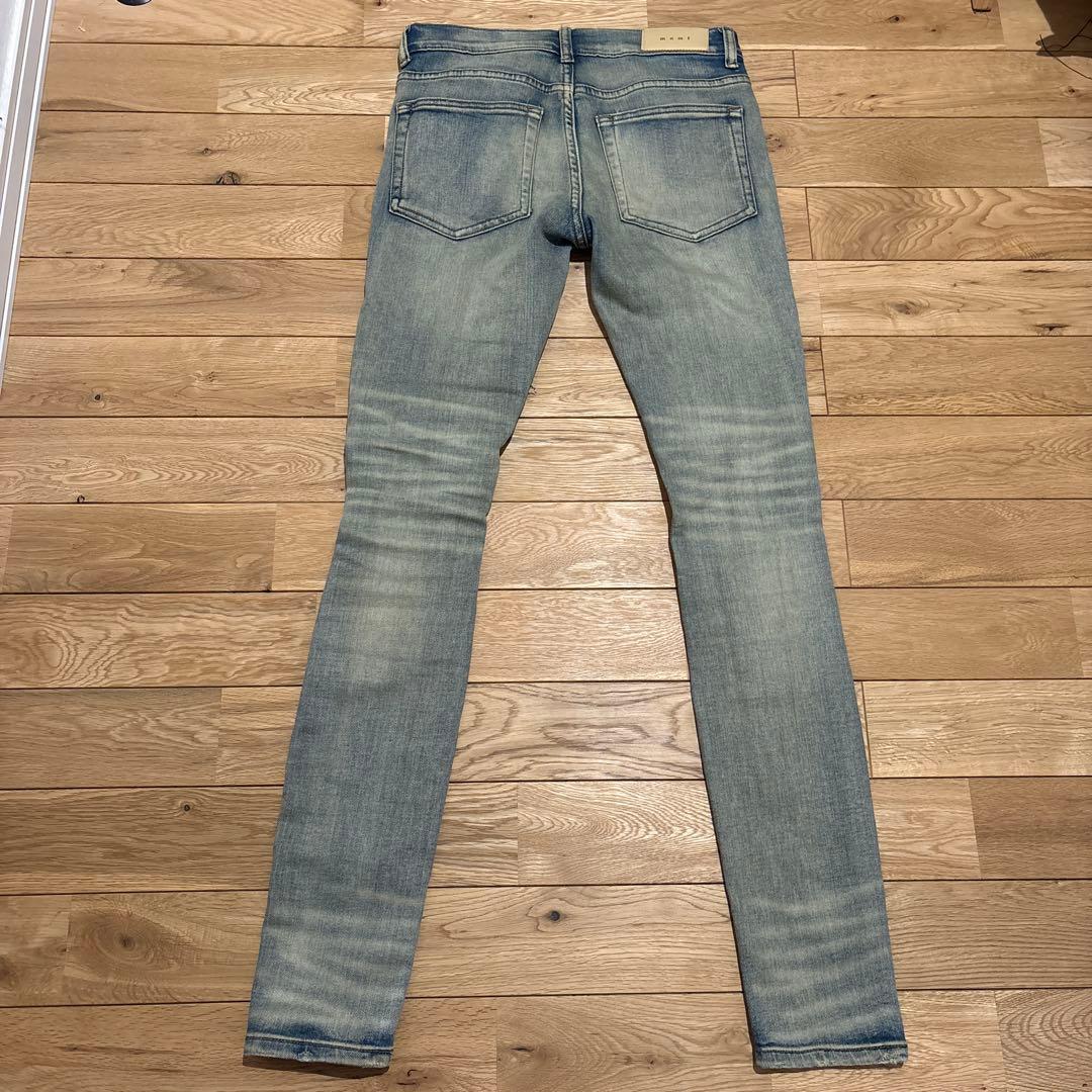 mnml ダメージ加工 スキニーデニムライトブルー