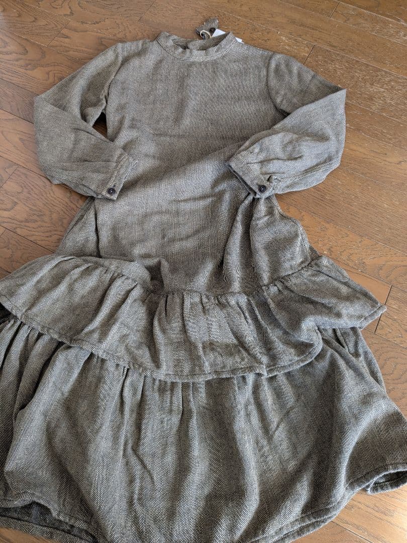 45R　未使用品 インディゴネルのティアードフリルドレス 定価70400円