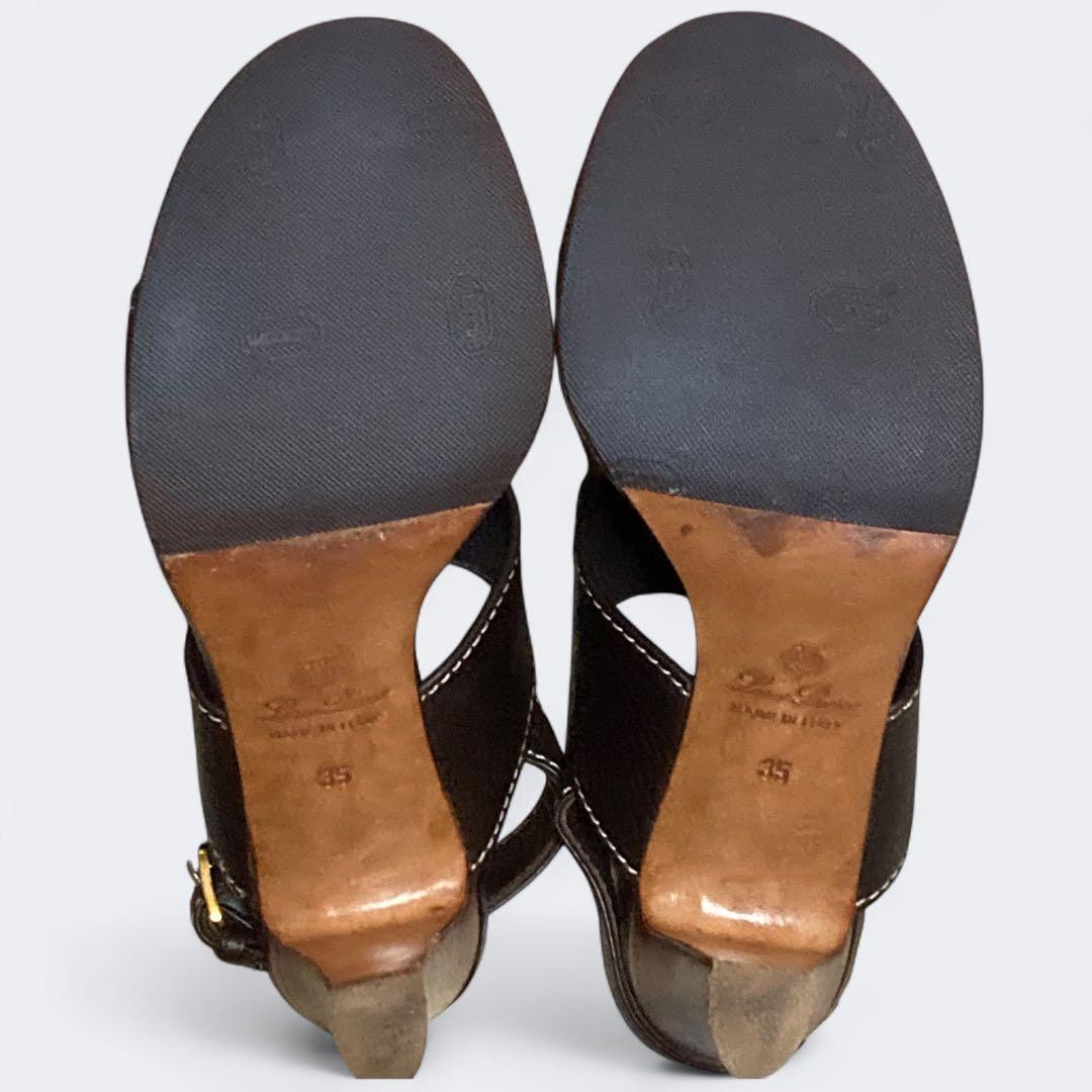 ロロピアーナ　レザー ストラップサンダル　35　22cm相当　ブラウン系