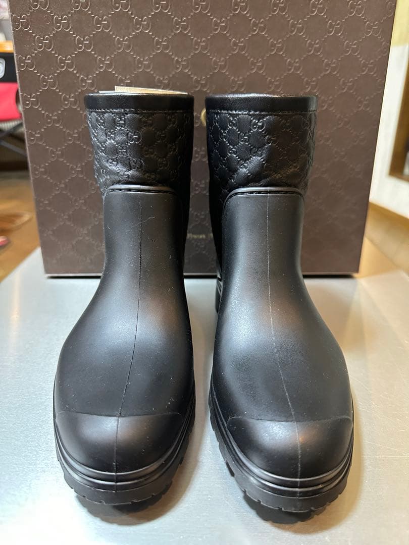 グッチ　レインショートブーツ　ブラック
