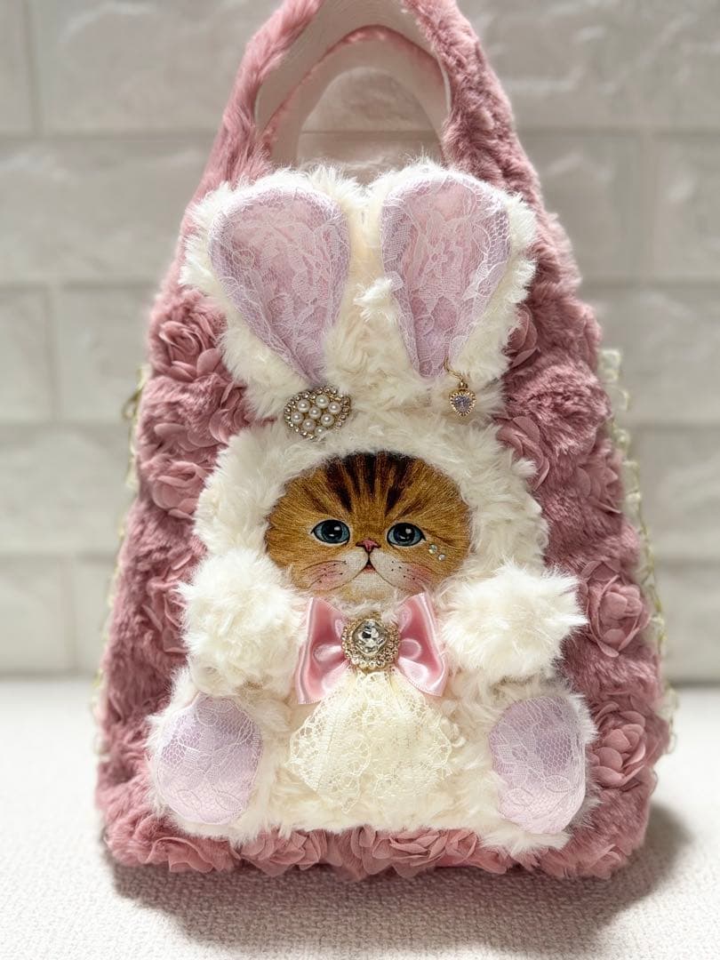 ゆ*ら様 コヤンイサムチョン　サイドファスナーバッグ　ピンクファー　白うさちゃん