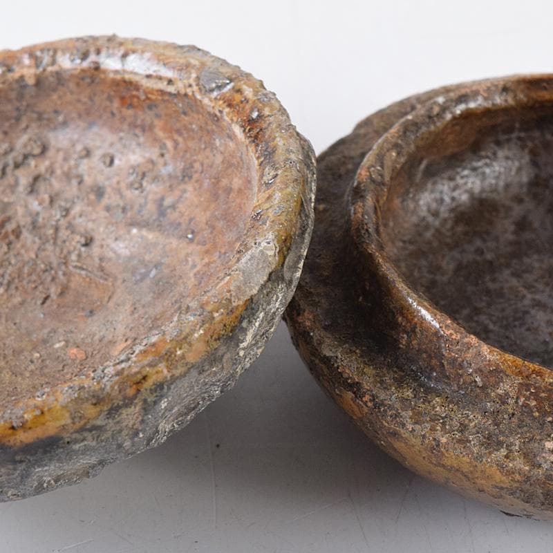 茶道具　大樋焼　菊形　香合　時代箱　N　7468