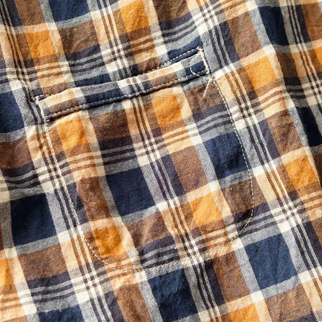 2941Z 美品 45R チェックシャツ インド麦平の908シャツ 現行タグ 綿