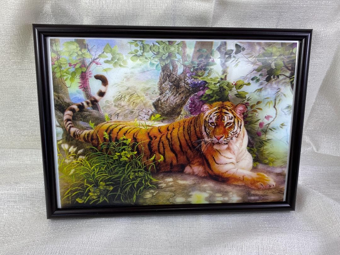 立体アート３点　額縁１点　虎 山の風景 桜風景　cc746