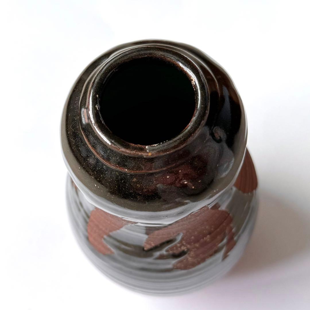 六代 清水六兵衛 黒釉 花瓶 清水焼