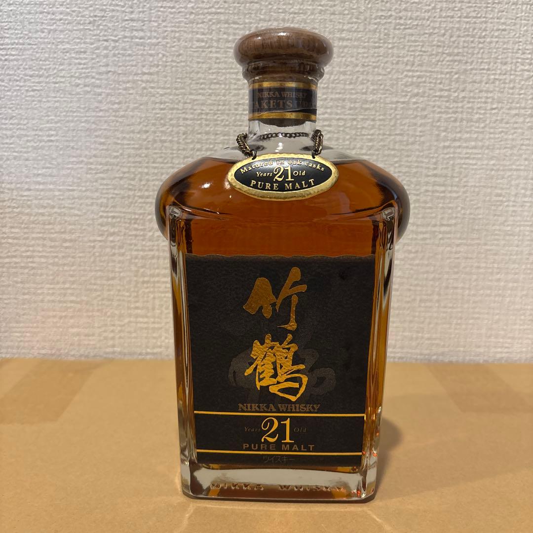 ニッカウイスキー　竹鶴21年　ピュアモルト　角瓶　液面良好　未開封
