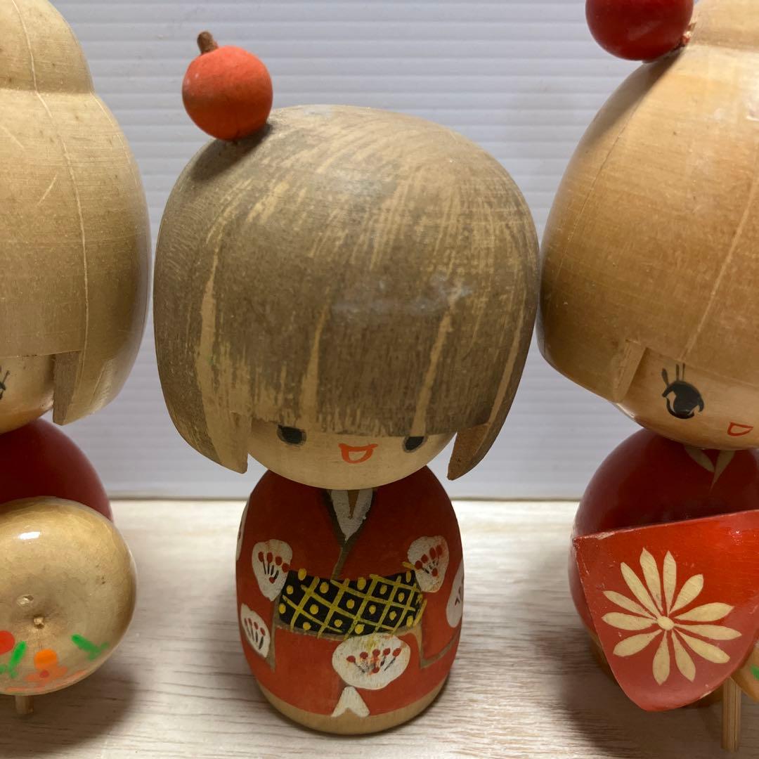 E-壁 昭和レトロ こけし 卯三郎 創作こけし 近代こけし 3体セット まとめ