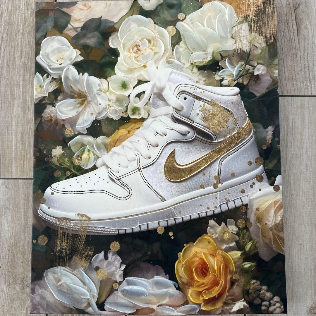 Nike Air Jordan 1 ホワイト/ゴールド★海外アート★