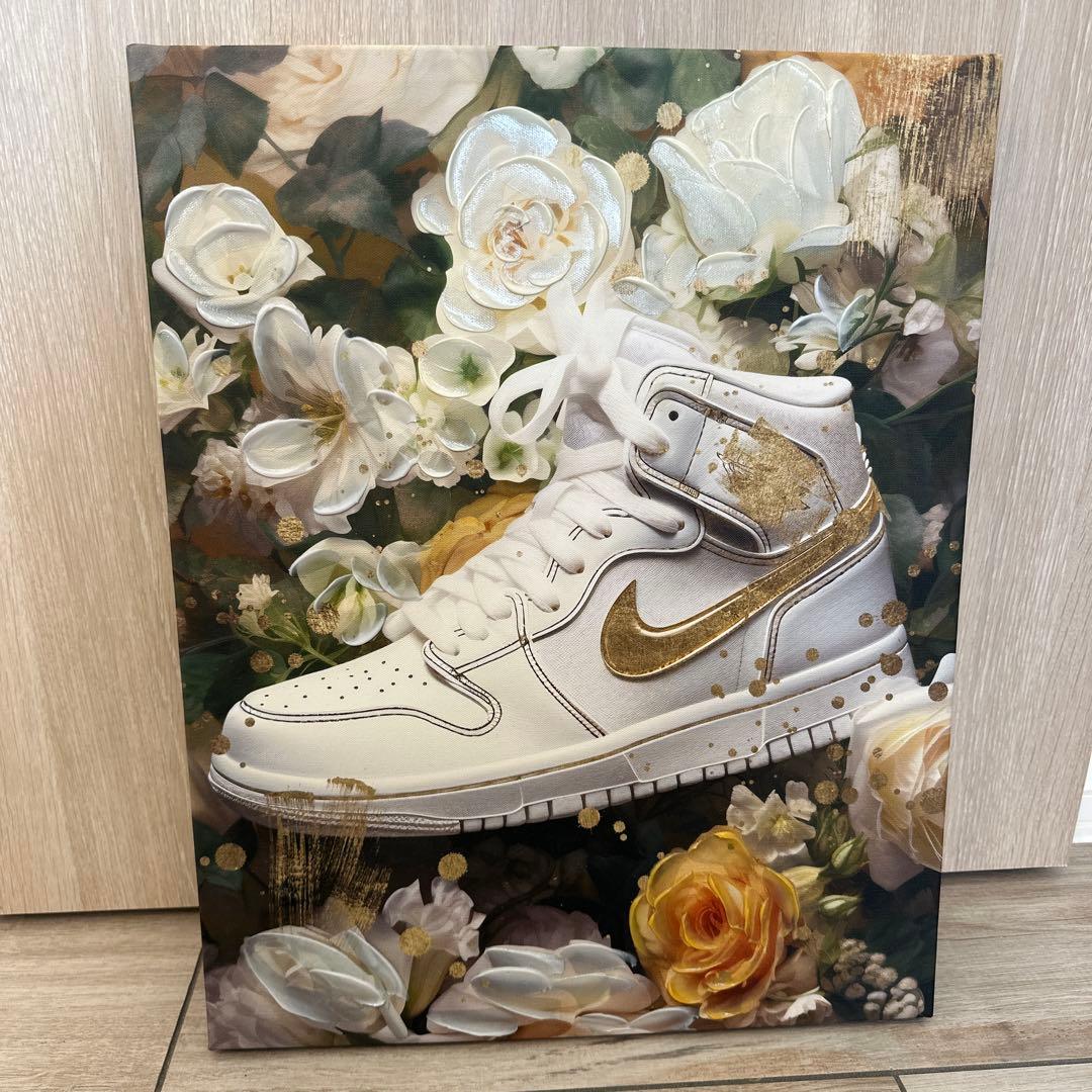 Nike Air Jordan 1 ホワイト/ゴールド★海外アート★
