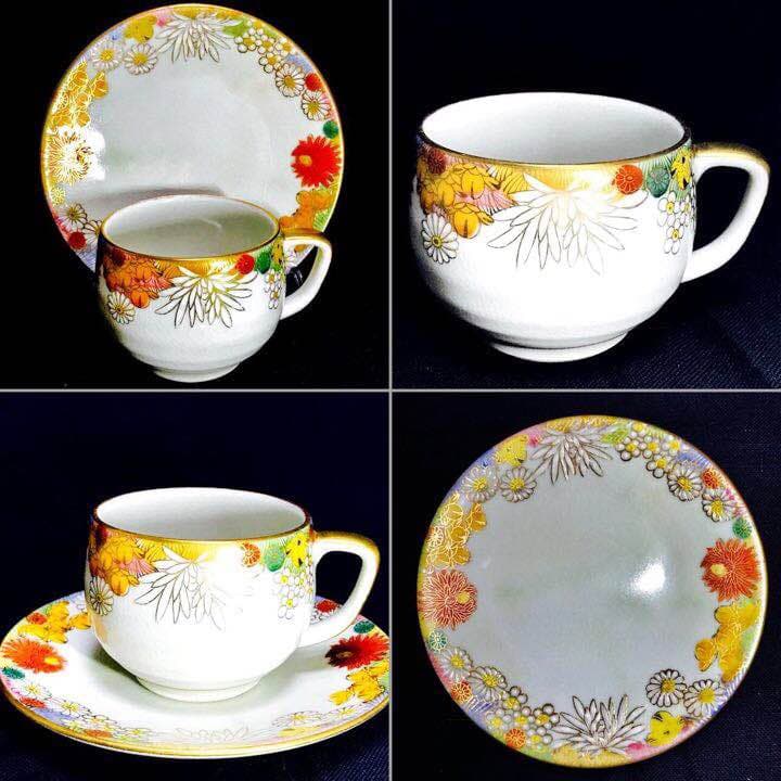 九谷焼 章山窯 金花詰め カップ＆ソーサー6客セット