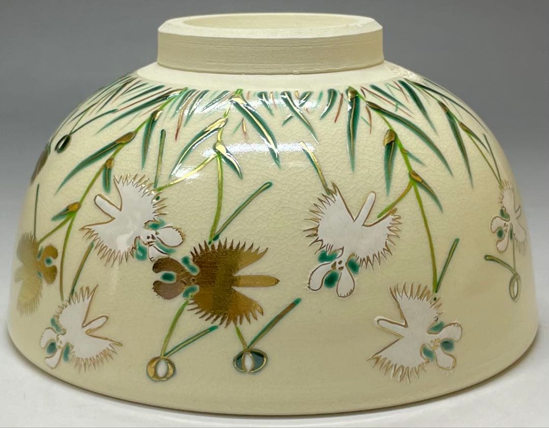 脇田雄峰　色絵　路鳥草ノ画　四方桟共箱　共布　栞　eb5843