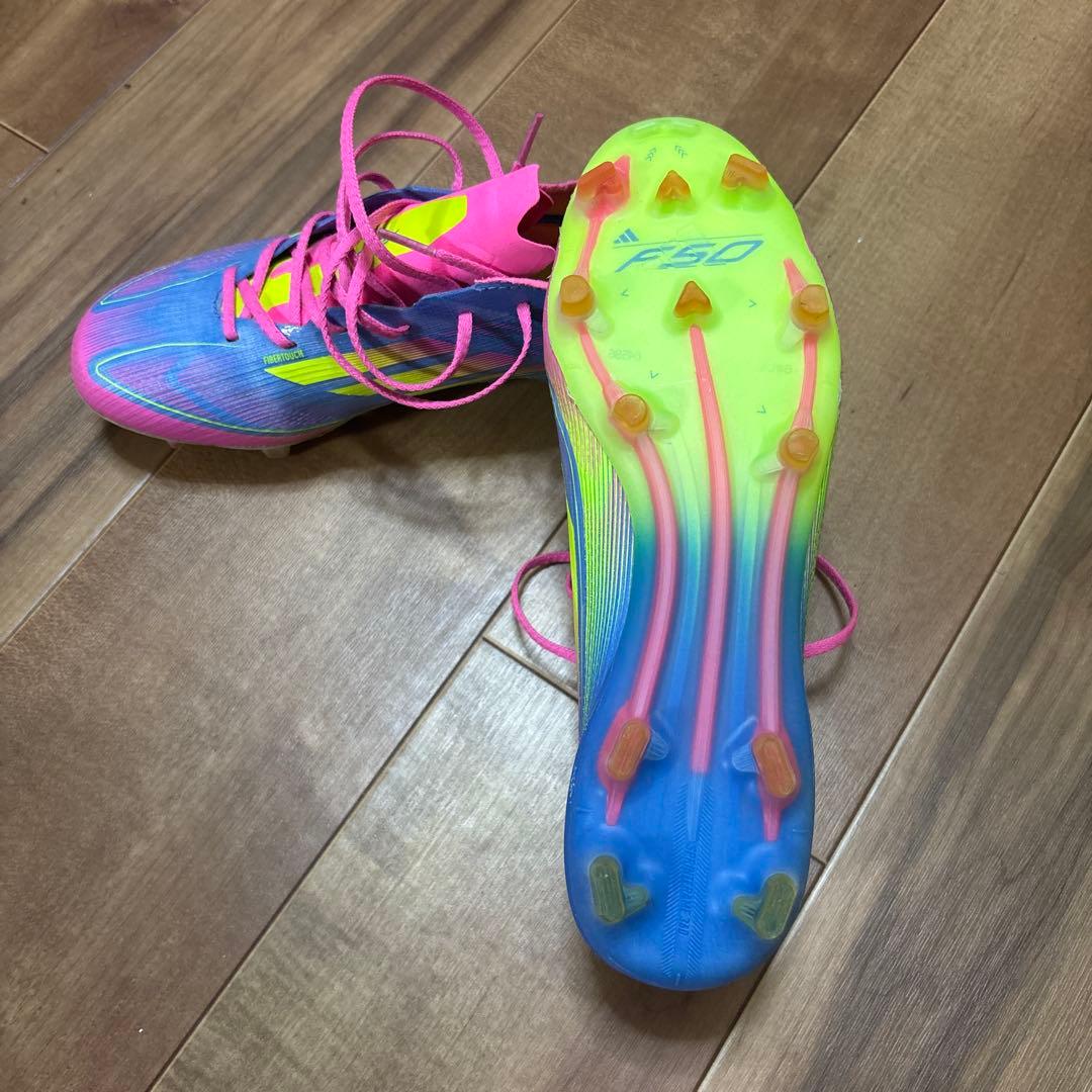 adidas F50 サッカーシューズ 青/ピンク/黄