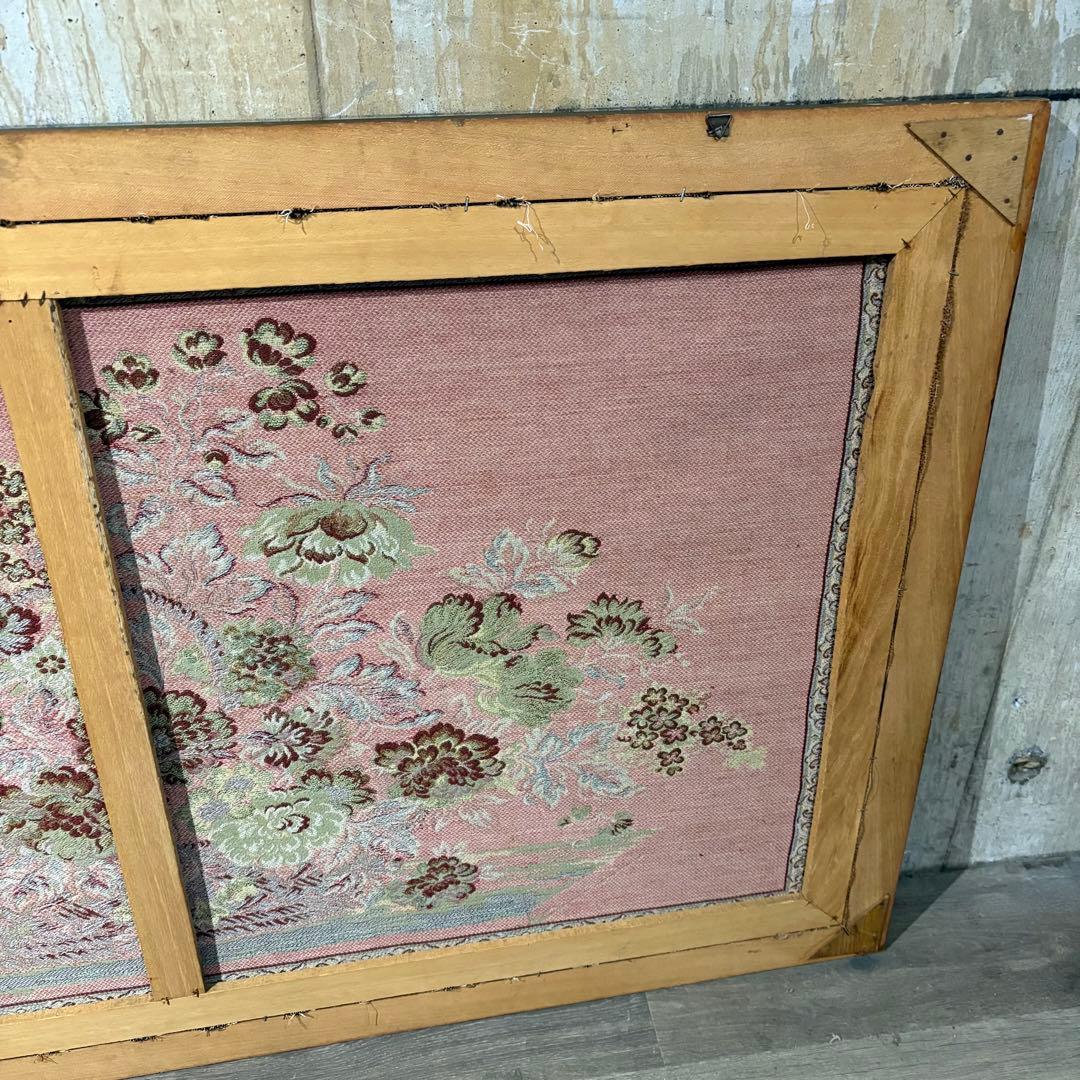 ゴブラン織　花柄　額装　タペストリー　特大サイズ