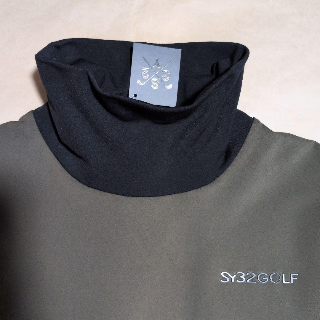 SY32:メンズ:Lサイズ:ハイネックシャツ:オリーブ色