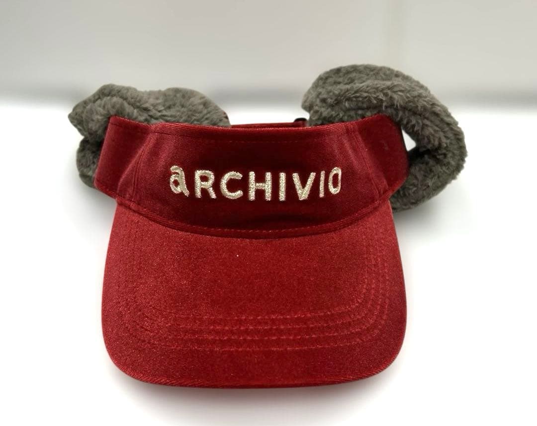 新品❤️ARCHIVIO 赤 ベロア バイザー ファー付き