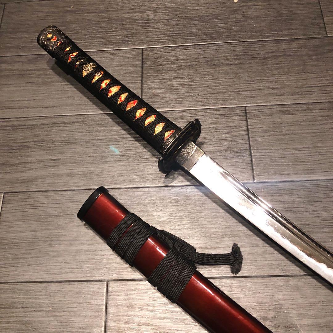 高級居合刀　高級模造刀　樋入刀身　朱拵え　合金刀身