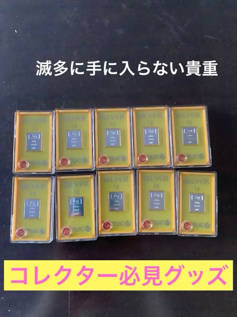 TUC 999純銀 1g バー 10個セット